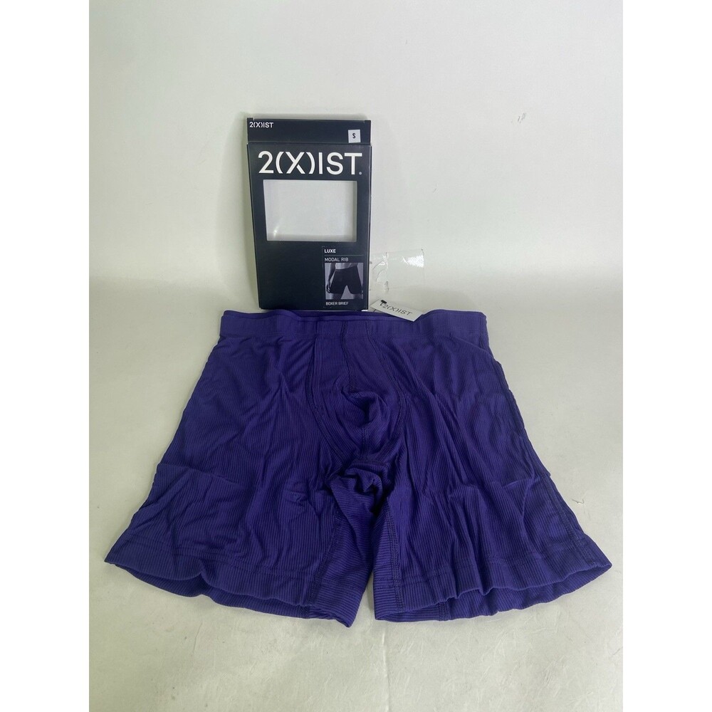 2xist Luxe Modal Rib Boxer Brief 6in Underwear Aura Mens Size S